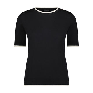 Supima Cotton Cashmere Short Sleeve Crew Neck with Tipping