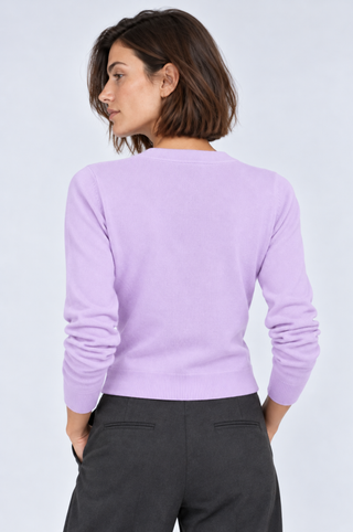 Cotton Cashmere "Nana" Embroidered V Neck Cardigan