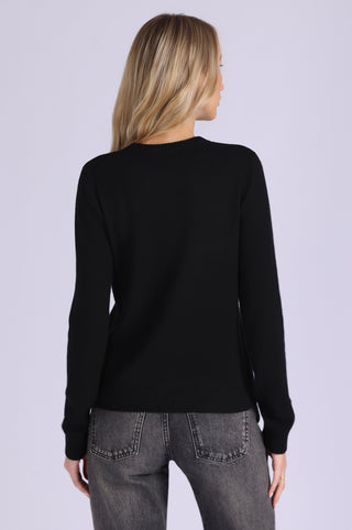 Cashmere Embossed Rose Logo Crew Neck