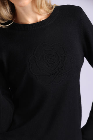 Cashmere Embossed Rose Logo Crew Neck