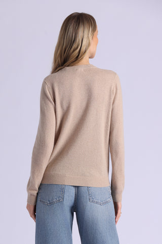 Cashmere Embossed Rose Logo Crew Neck