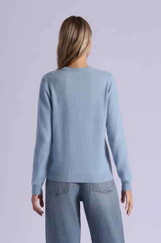 Cashmere Embossed Rose Logo Crew Neck