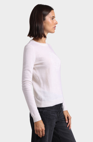 Cashmere Embossed Rose Logo Crew Neck