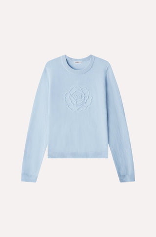 Cashmere Embossed Rose Logo Crew Neck