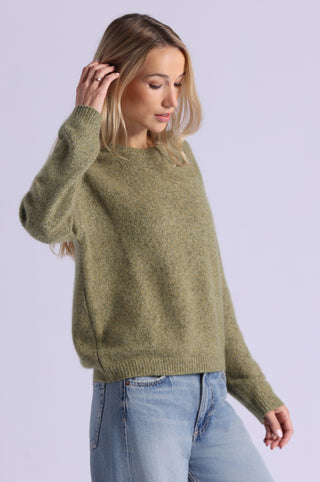 Cashmere Silk Marled Boxy Crew Neck