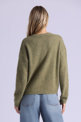 Cashmere Silk Marled Boxy Crew Neck