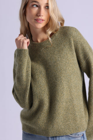 Cashmere Silk Marled Boxy Crew Neck