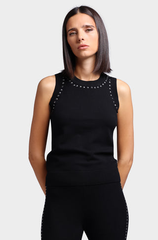 Viscose Blend Sleeveless Top with Studs