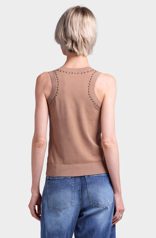 Viscose Blend Sleeveless Top with Studs