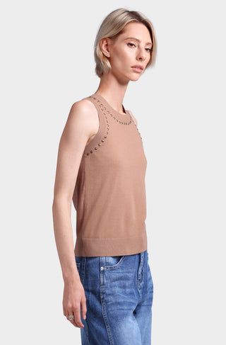 Viscose Blend Sleeveless Top with Studs