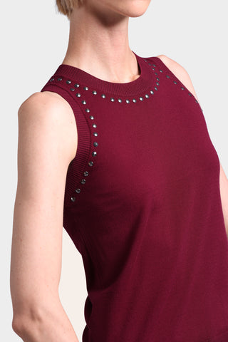 Viscose Blend Sleeveless Top with Studs