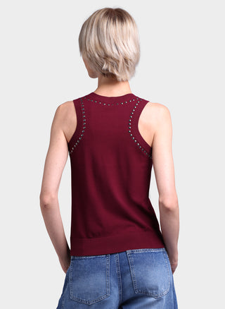 Viscose Blend Sleeveless Top with Studs