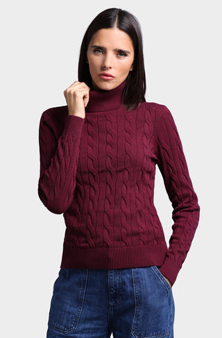 Cotton Cable Long Sleeve Turtleneck