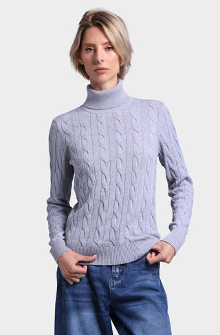 Cotton Cable Long Sleeve Turtleneck