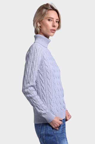 Cotton Cable Long Sleeve Turtleneck