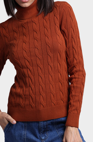 Cotton Cable Long Sleeve Turtleneck