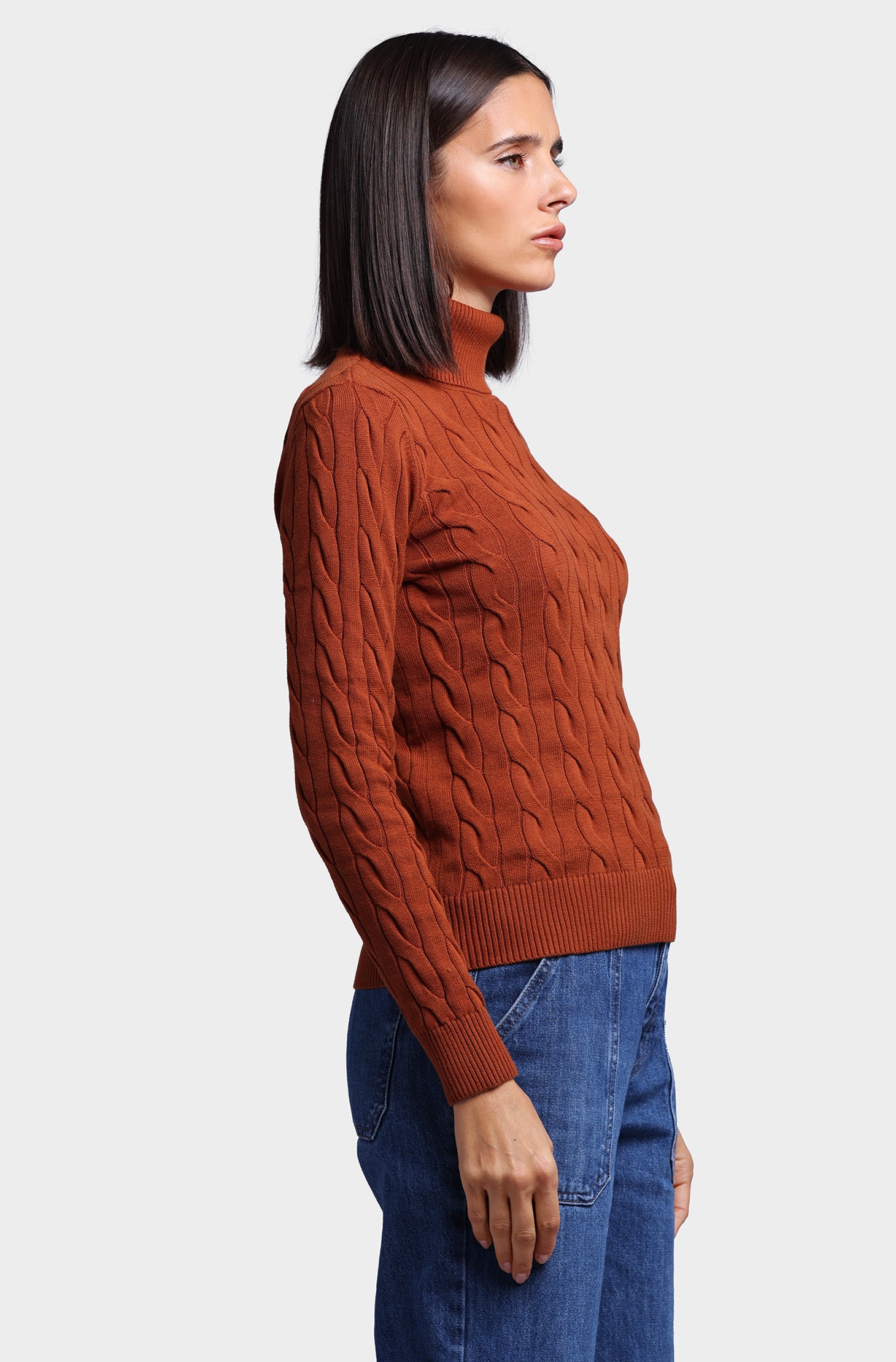 Cotton Cable Long Sleeve Turtleneck