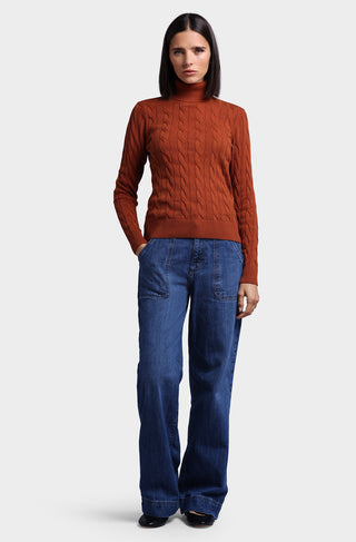 Cotton Cable Long Sleeve Turtleneck