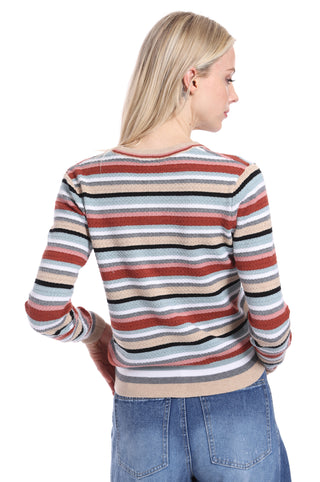 Cotton Cashmere Weekend Texture Stripe Cardi