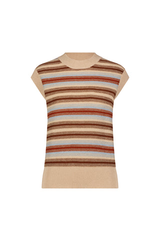 Cotton Cashmere Textured Stripe Muscle Crew Tee