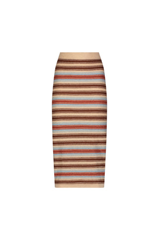 Cotton Cashmere Stripe Midi Skirt