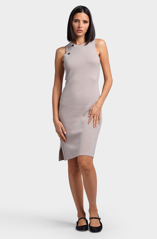 Cotton Blend Sheath Dress with Snaps