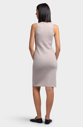 Cotton Blend Sheath Dress with Snaps