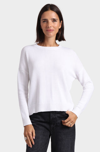 Cotton Cashmere Boxy Crew Neck Top