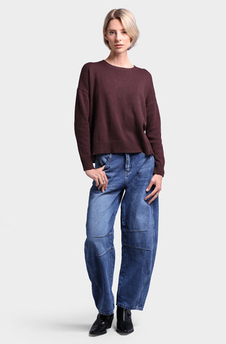 Cotton Cashmere Boxy Crew Neck Top