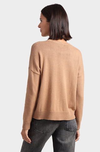 Cotton Cashmere Boxy Crew Neck Top