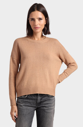 Cotton Cashmere Boxy Crew Neck Top