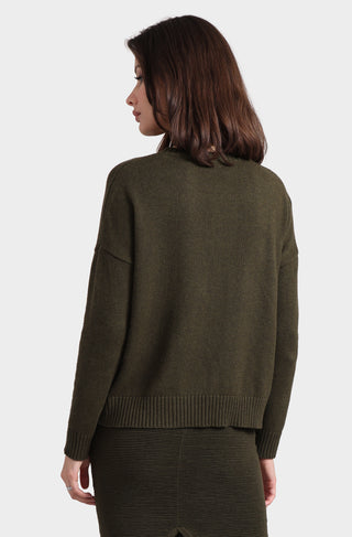 Cotton Cashmere Boxy Crew Neck Top