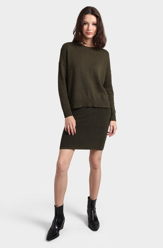 Cotton Cashmere Boxy Crew Neck Top