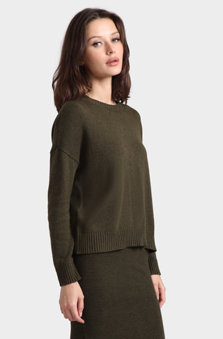 Cotton Cashmere Boxy Crew Neck Top