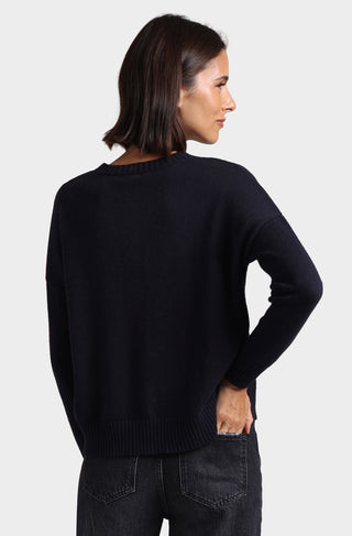 Cotton Cashmere Boxy Crew Neck Top