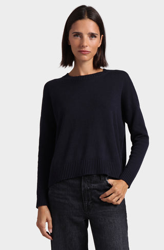 Cotton Cashmere Boxy Crew Neck Top