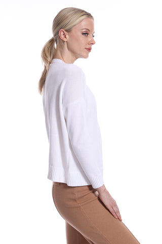 Cotton Cashmere Boxy V Neck Top