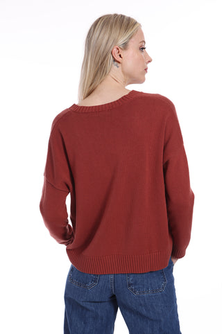 Cotton Cashmere Boxy V Neck Top