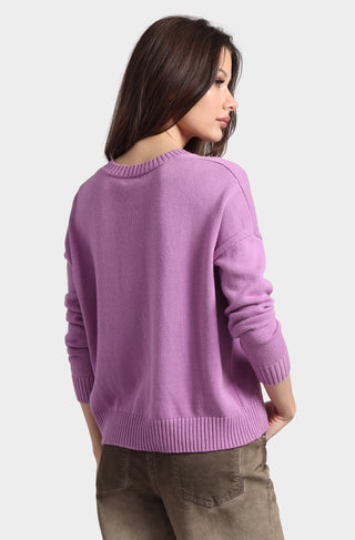 Cotton Cashmere Boxy V Neck Top