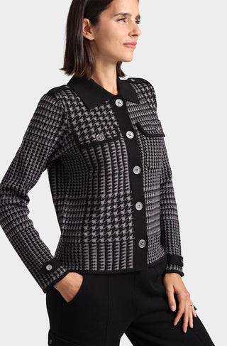 Cotton Blend Military Houndstooth Shacket