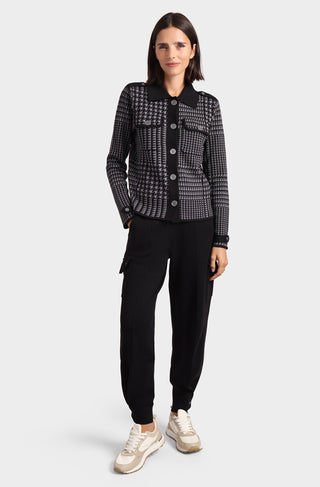 Cotton Blend Military Houndstooth Shacket