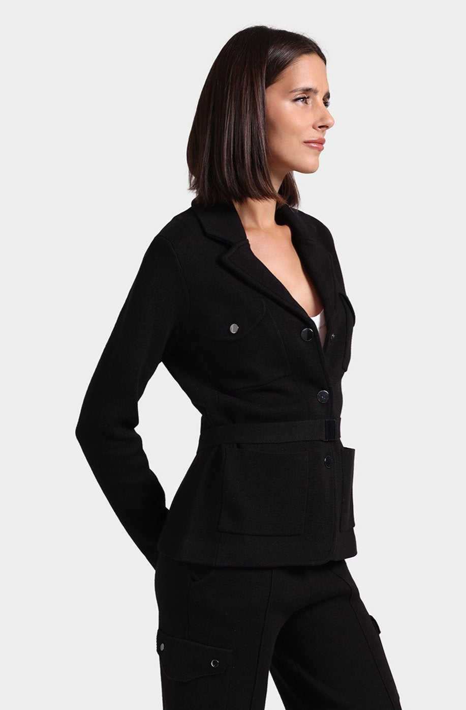 Cotton Blend Belted Blazer – Minnie Rose
