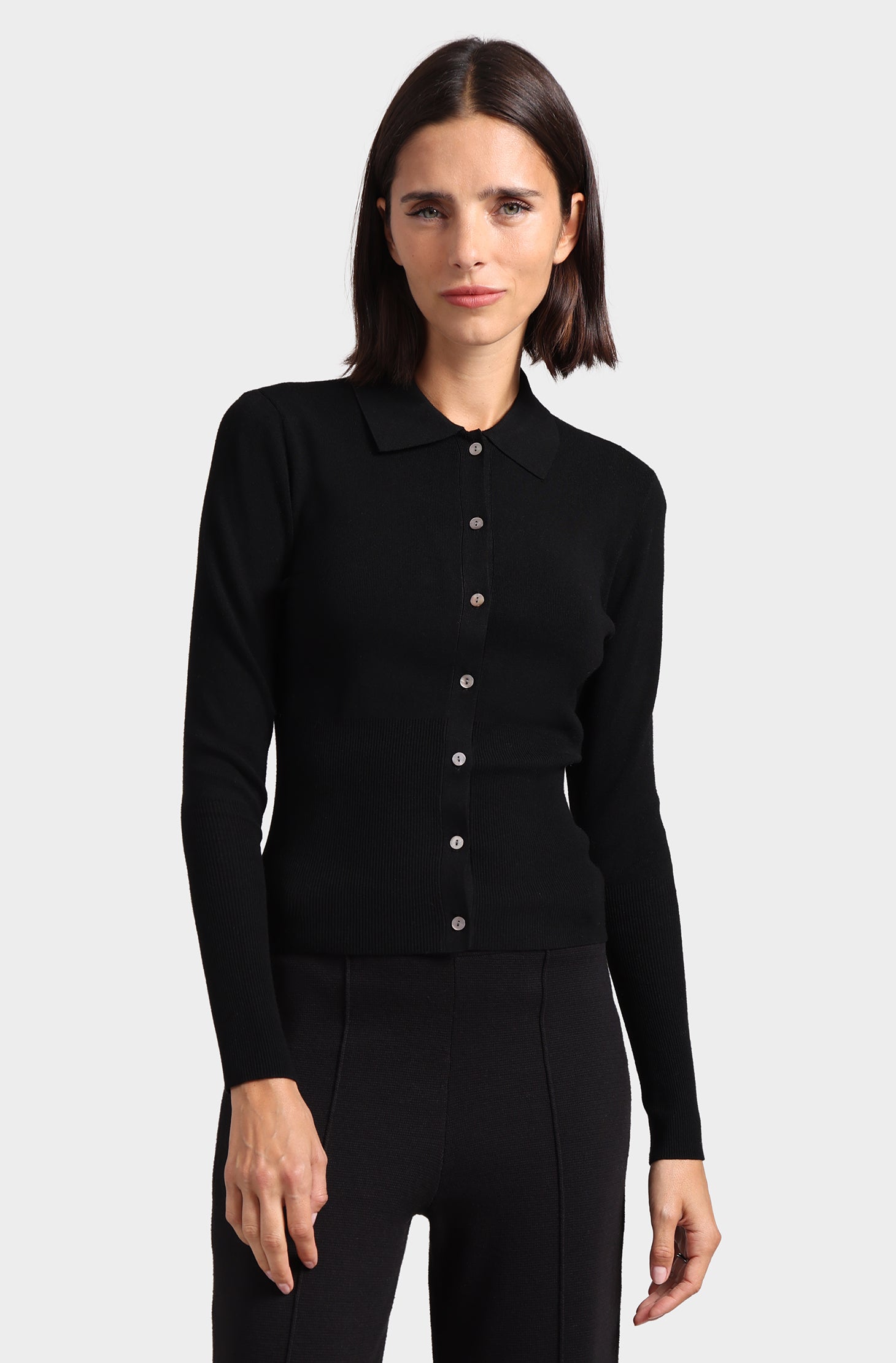 Viscose Blend Long Sleeve Shirt with Ribbed Details – Minnie
