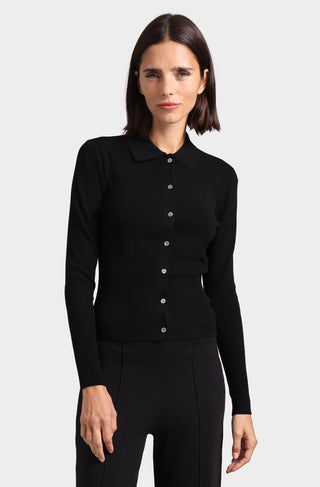 Viscose Blend Long Sleeve Shirt with Ribbed Details