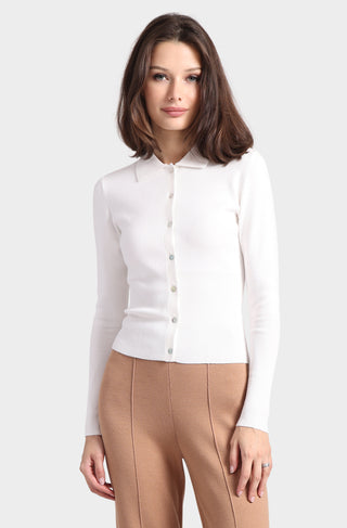 Viscose Blend Long Sleeve Shirt with Ribbed Details