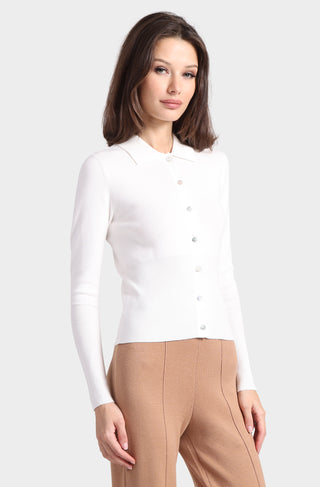 Viscose Blend Long Sleeve Shirt with Ribbed Details