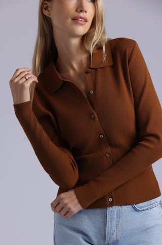 Viscose Blend Long Sleeve Shirt with Ribbed Details