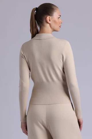 Viscose Blend Long Sleeve Shirt with Ribbed Details