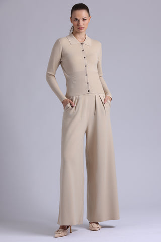 Viscose Blend Long Sleeve Shirt with Ribbed Details