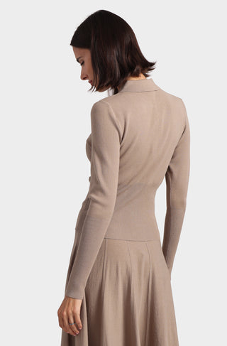 Viscose Blend Long Sleeve Shirt with Ribbed Details